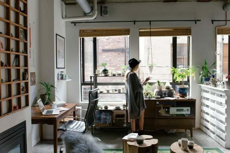 a person standing in a room